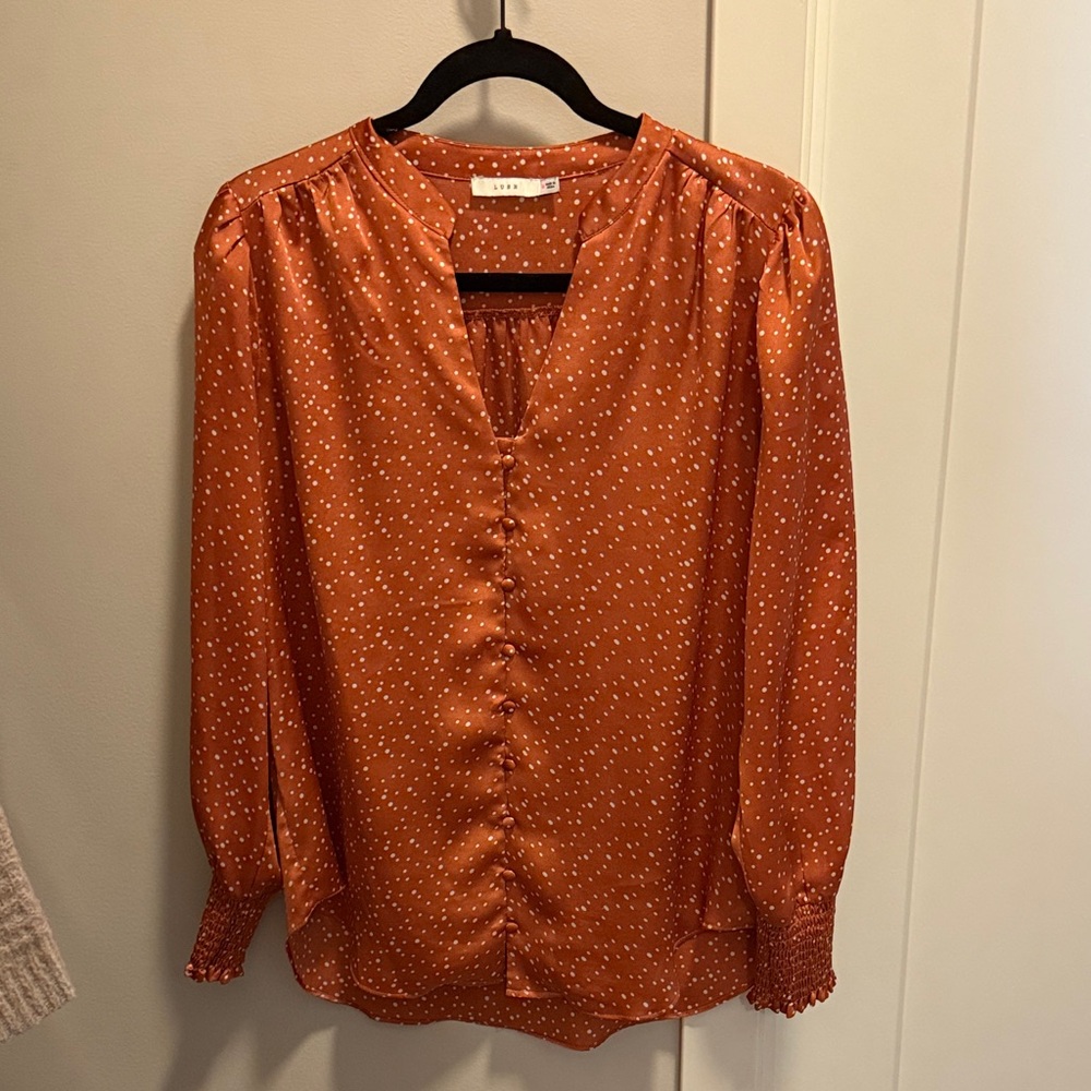 Lush Rust Polka Dot Blouse